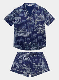 Midnight Jungle Women's Satin Pyjama Short Set