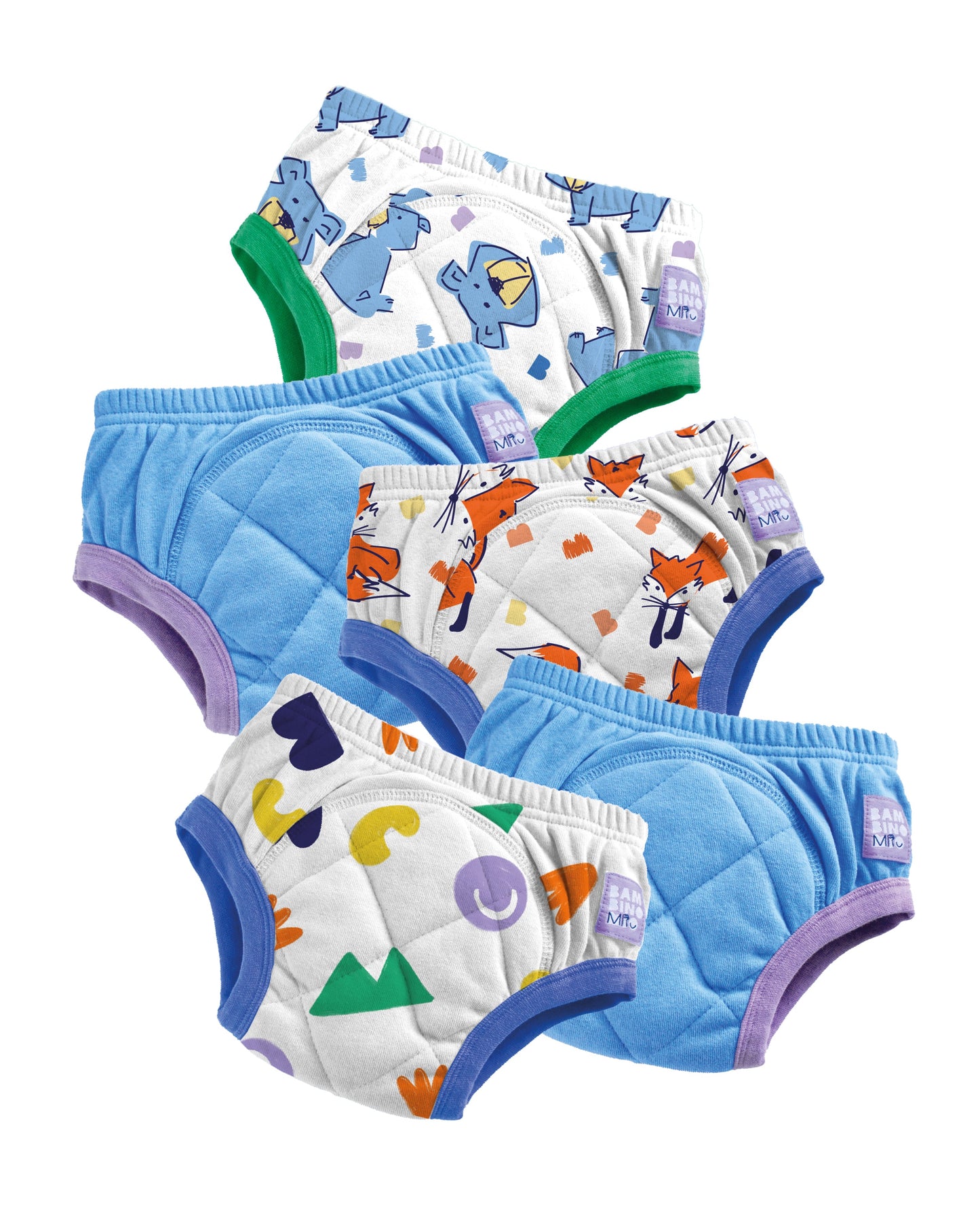 5 Pack Reusable Potty Training Pants in Mixed Sky - Enhanced Design Bambino Mio (UK)