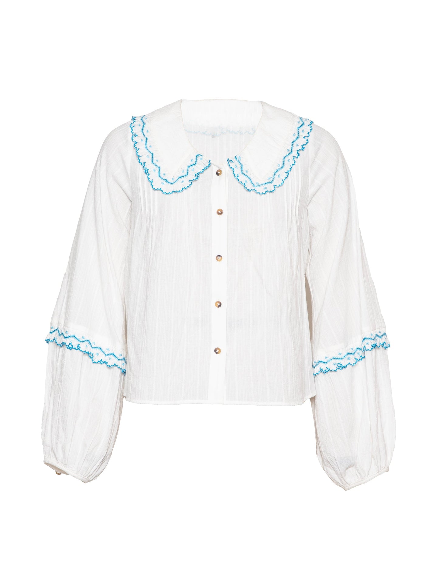 Angie Ivory Embroidered Collar Shirt  Rose & Nancy