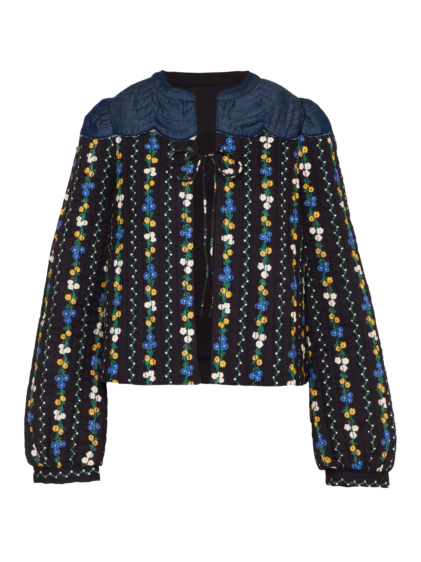 Kiri Black Floral Printed Scalloped Jacket Rose & Nancy