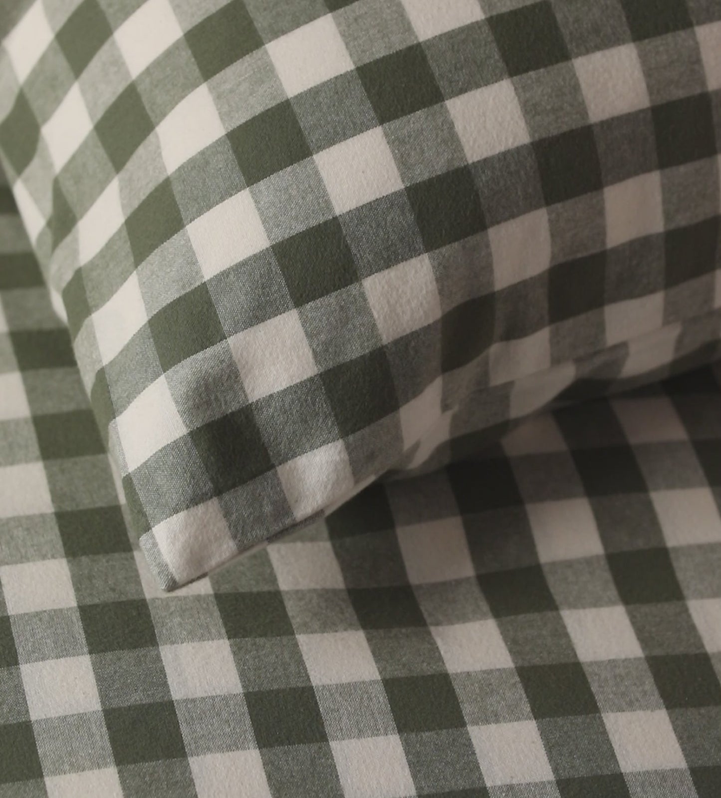 Olive Green Gilbert Gingham Brushed 100% Organic Cotton Duvet Cover The Secret Linen Store