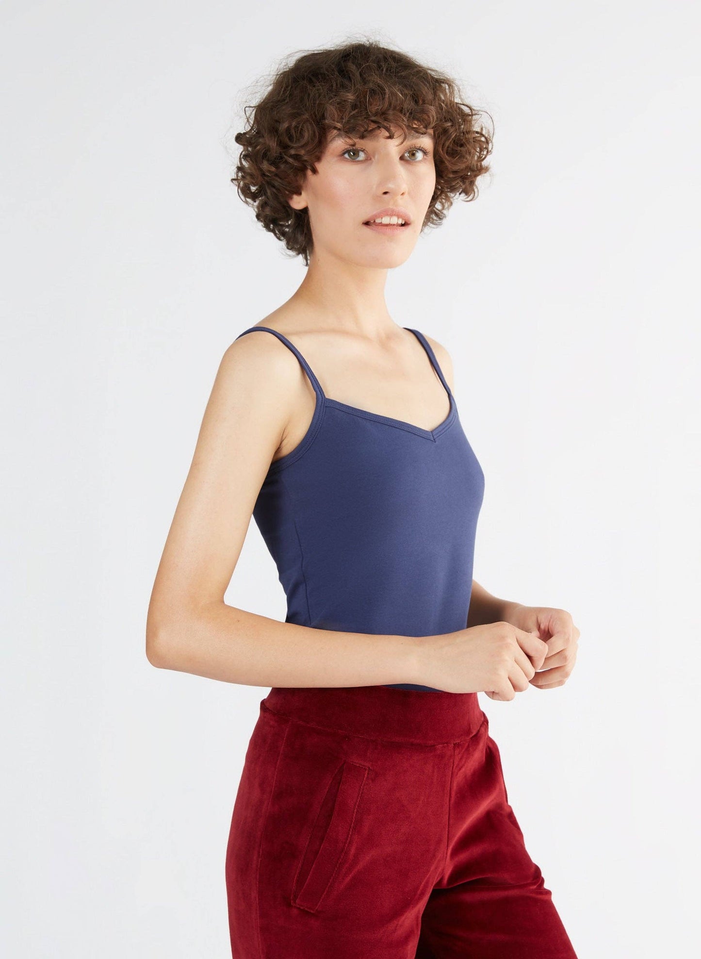 Organic Stretch Vest with Spaghetti Straps: Womens Earth Wardrobe