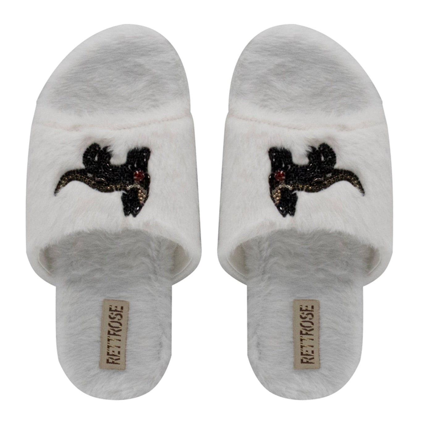 Callie Cream Luxury Plush Diamanté Embellished Handmade Slipper Rettrose