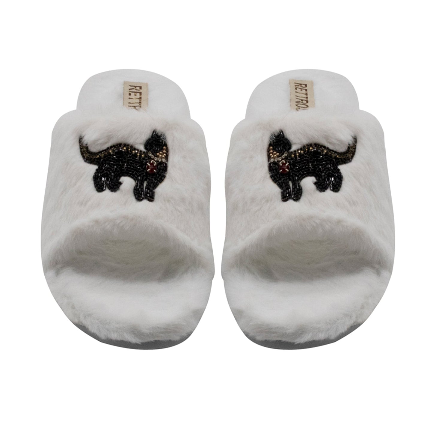 Callie Cream Luxury Plush Diamanté Embellished Handmade Slipper Rettrose