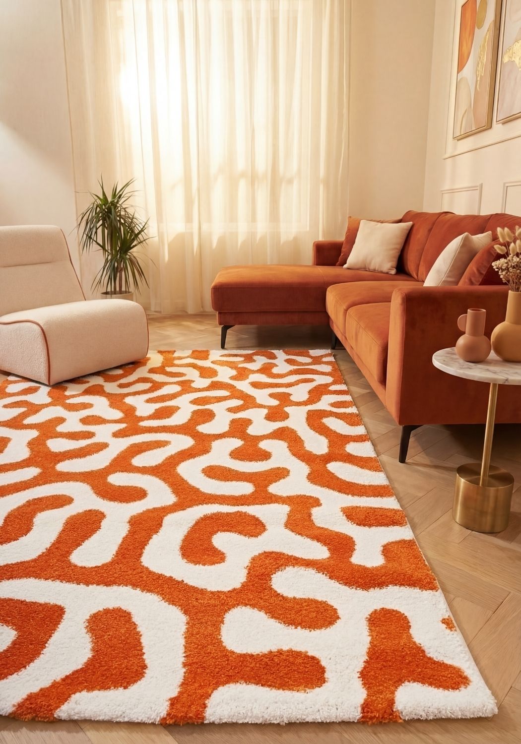 Joli Doodle Orange & White Rug The Rugs
