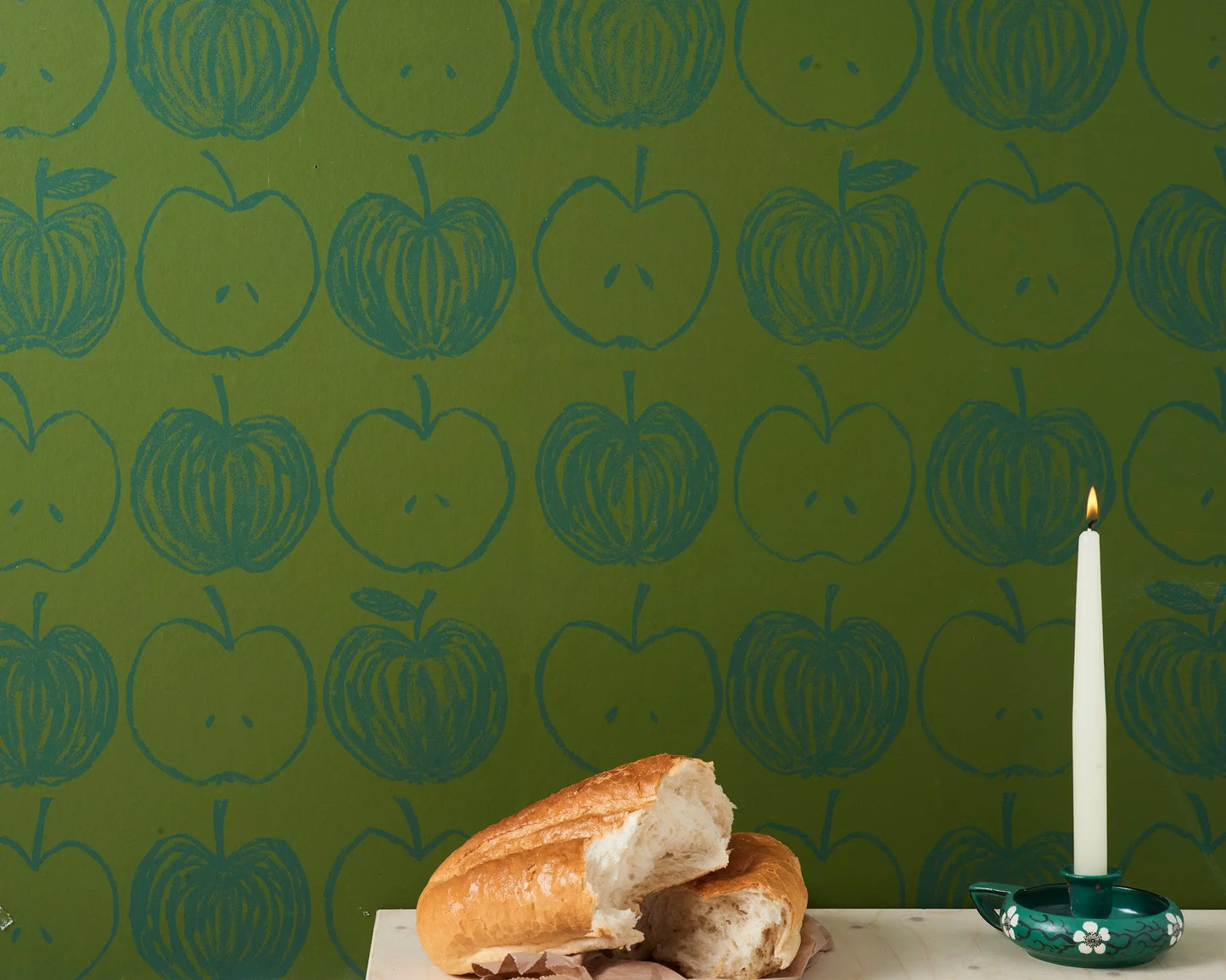 A is for Apple Wallpaper | Hunter Green Stoff Studios