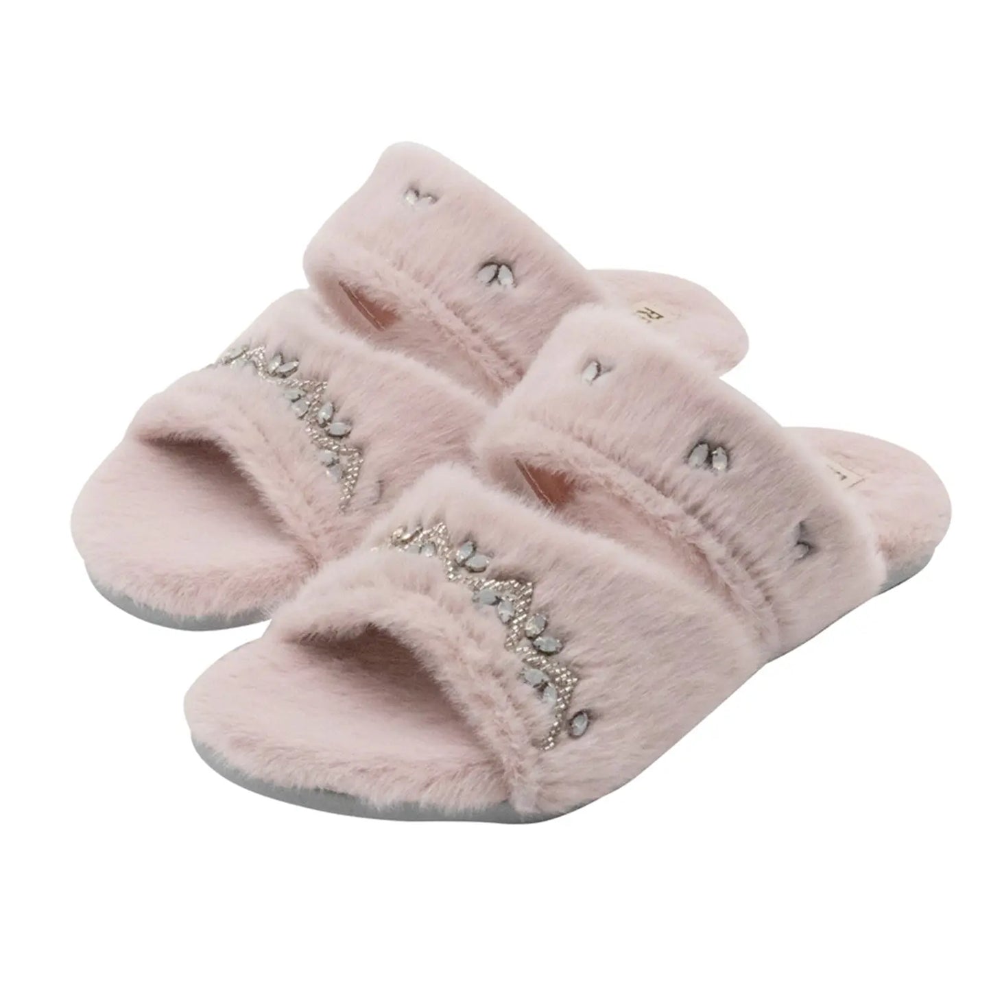 Abbie Dusky Pink Luxury Plush Diamanté Embellished Handmade Slipper Rettrose