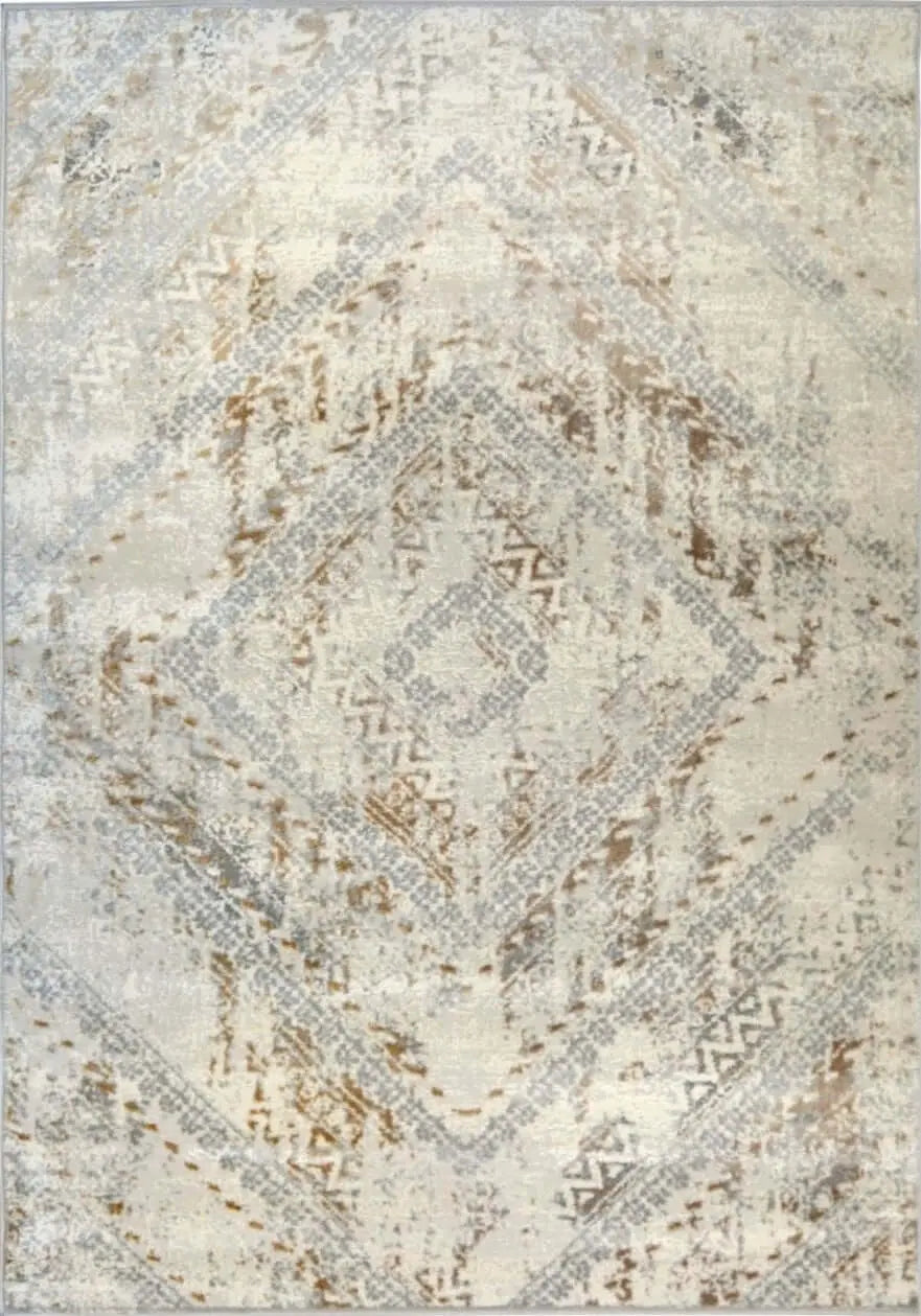 Abstract Vintage Cream/Ochre Rug | D176F The Rugs