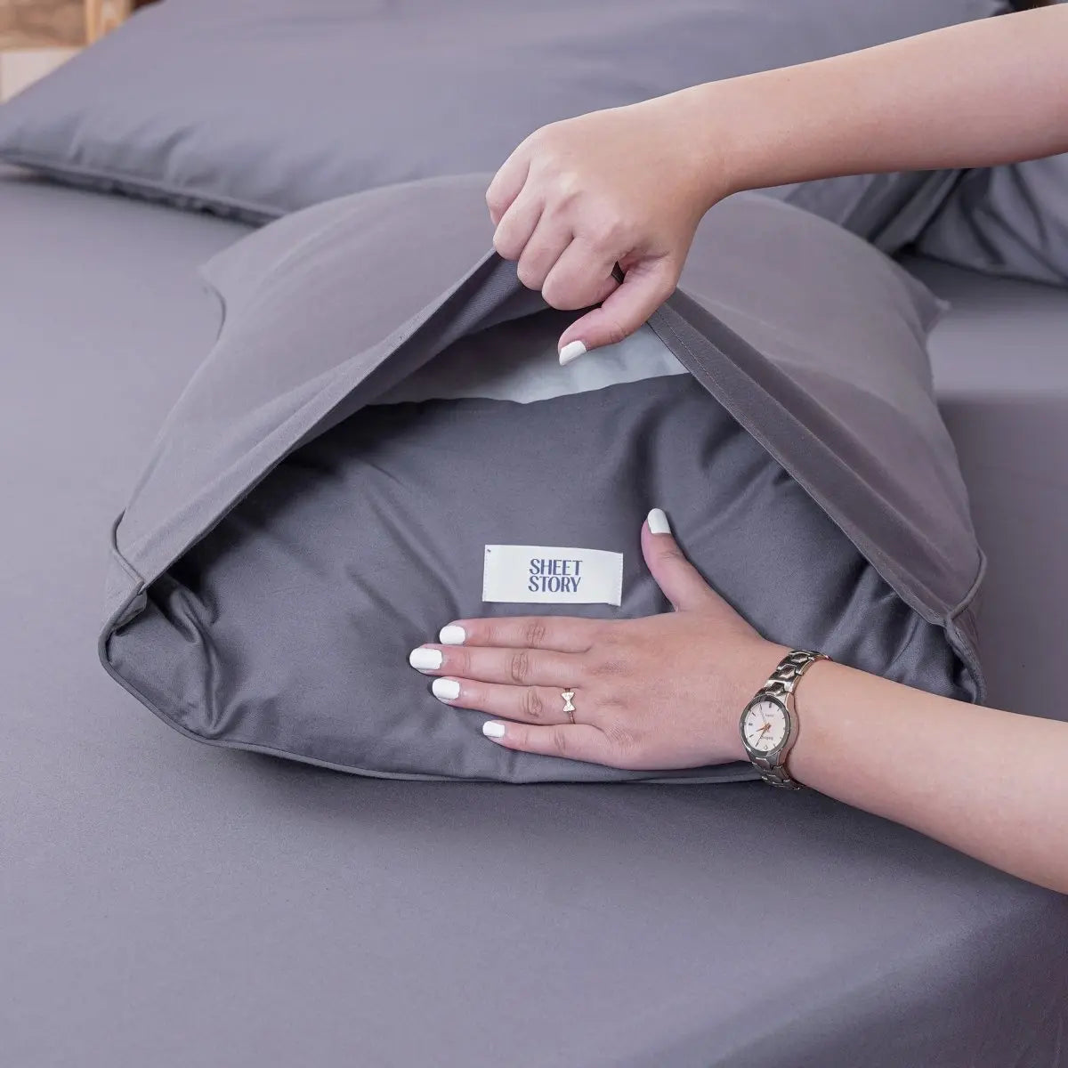 Ackly Bamboo - Charcoal Pillowcases Pair SHEET STORY