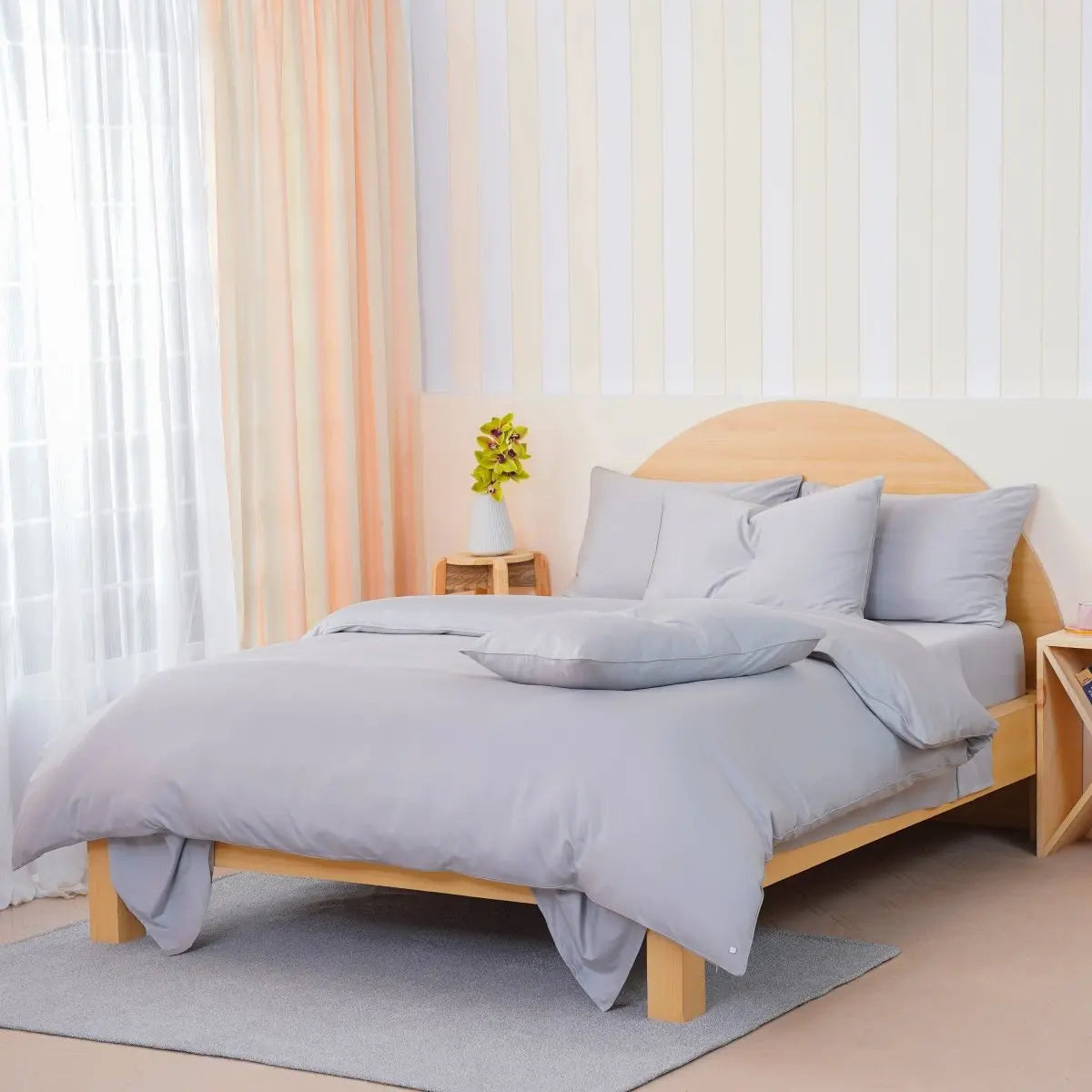 Ackly Bamboo - Dove Grey Duvet Cover, Sheet & Pillowcases Set SHEET STORY