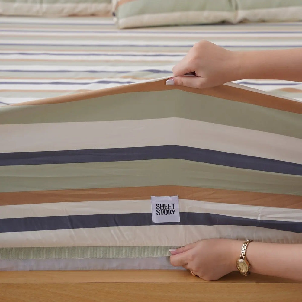 Ackly Bamboo - Harmony Stripe Fitted Sheet SHEET STORY
