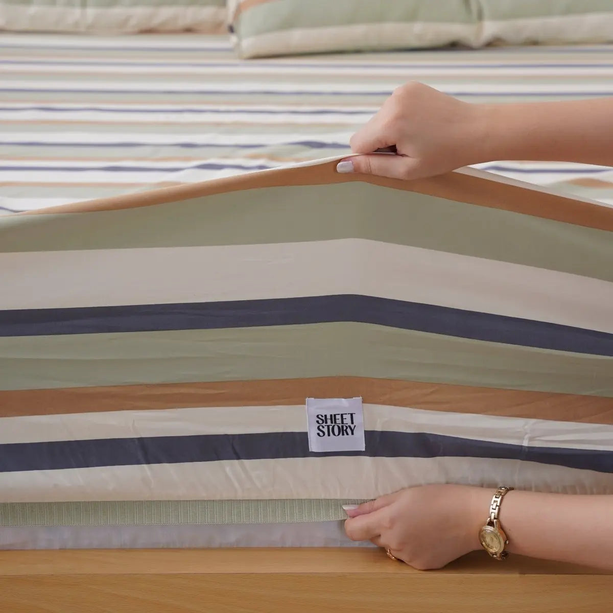 Ackly Bamboo - Harmony Stripe Fitted Sheet SHEET STORY