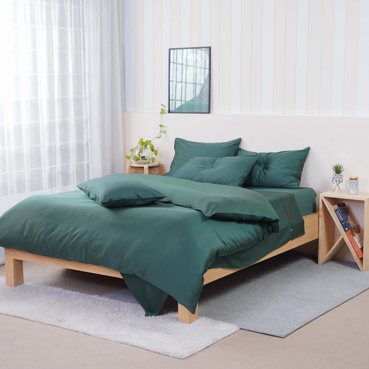 Ackly Bamboo Royal Green Duvet Cover Set SHEET STORY