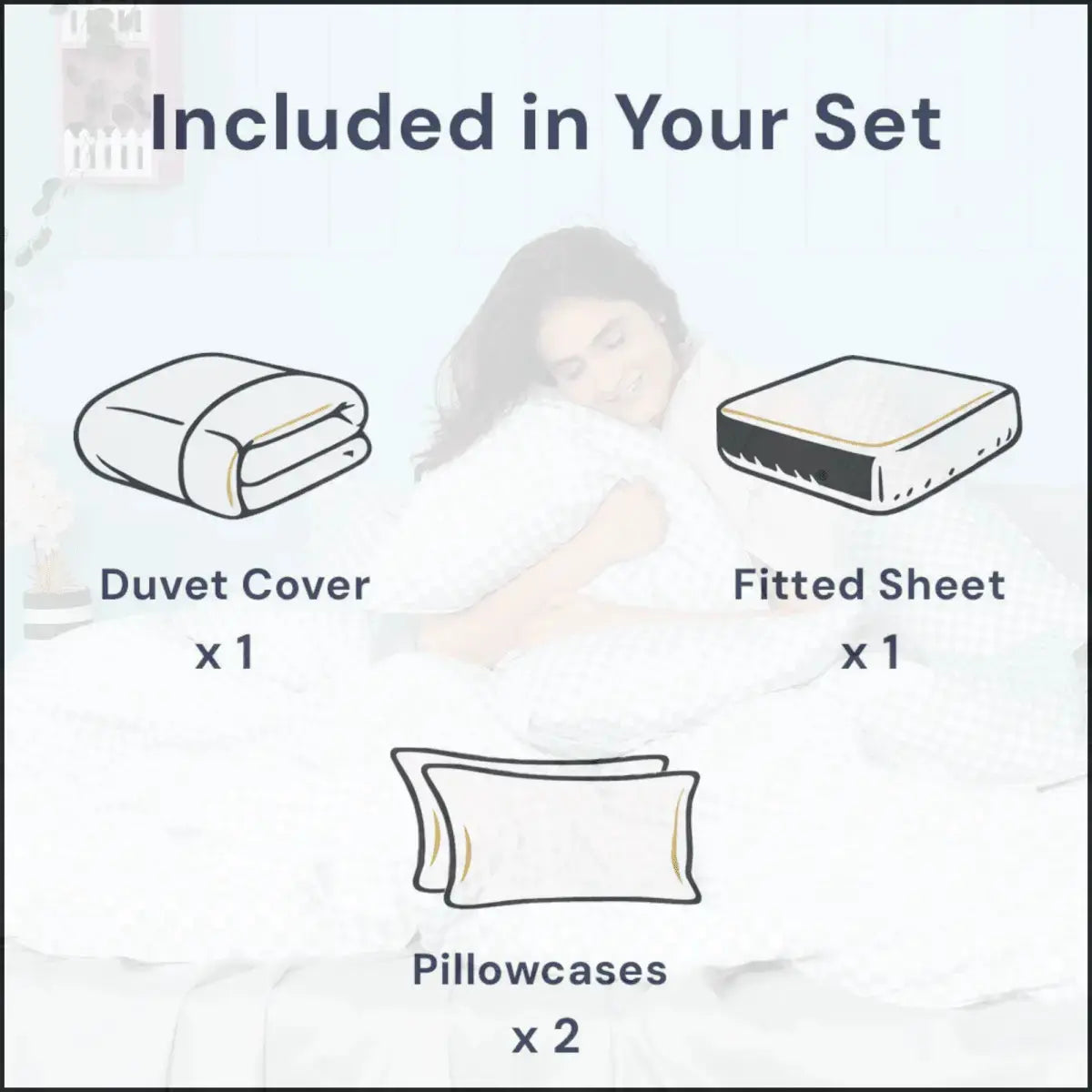 Ackly Bamboo - Sage Checkered Duvet Cover, Sheet & Pillowcases Set SHEET STORY