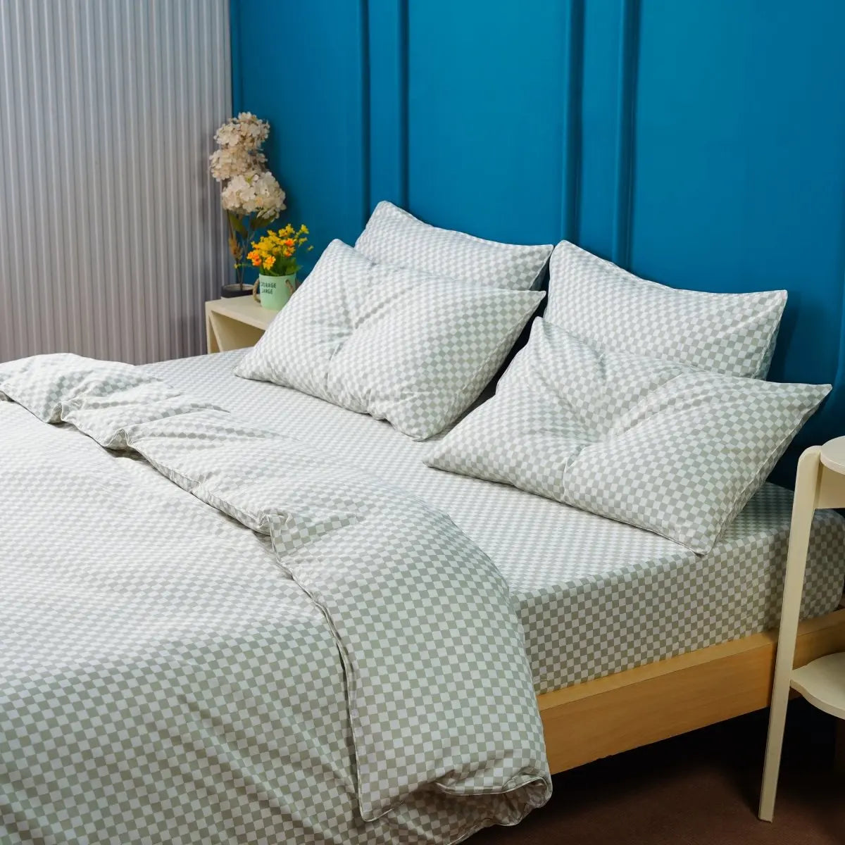 Ackly Bamboo - Sage Green Checkerboard Duvet Cover SHEET STORY