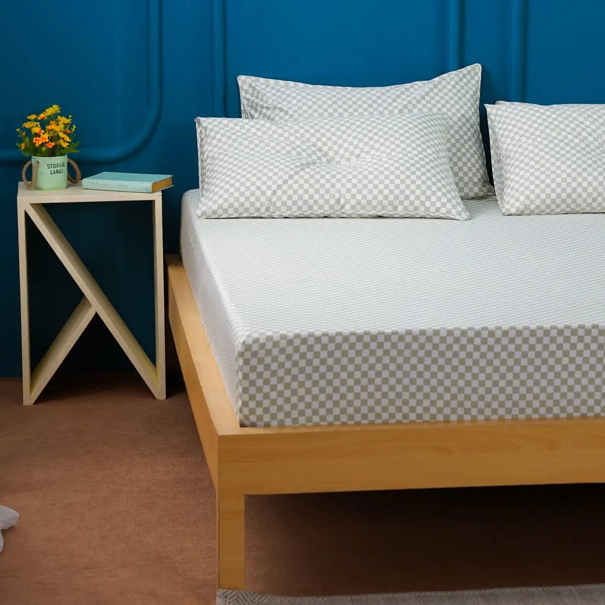 Ackly Bamboo - Sage Green Checkerboard Fitted Sheet SHEET STORY