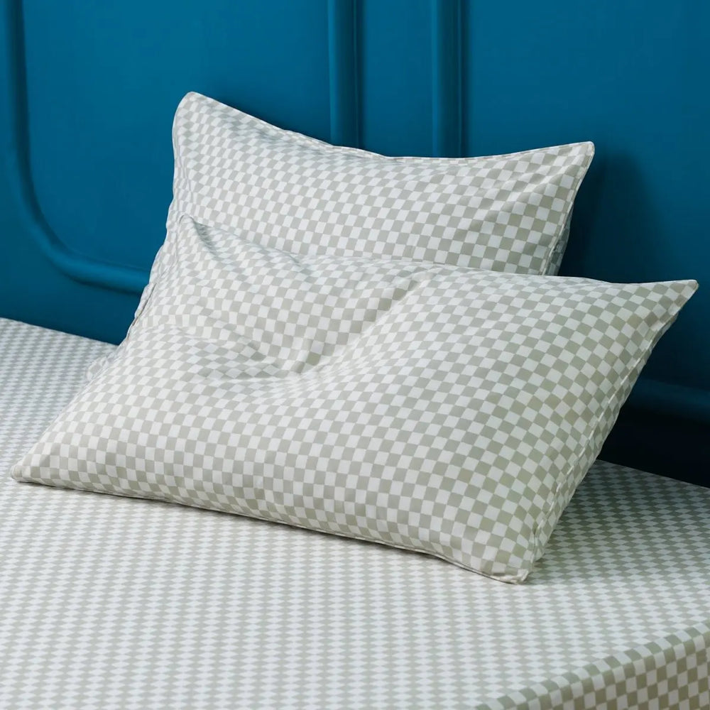 Ackly Bamboo - Sage Green Checkerboard Pillowcases Pair SHEET STORY