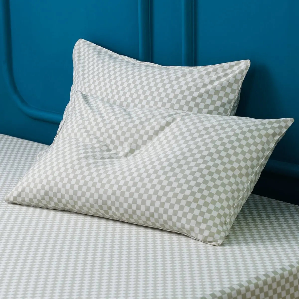 Ackly Bamboo - Sage Green Checkerboard Pillowcases Pair SHEET STORY