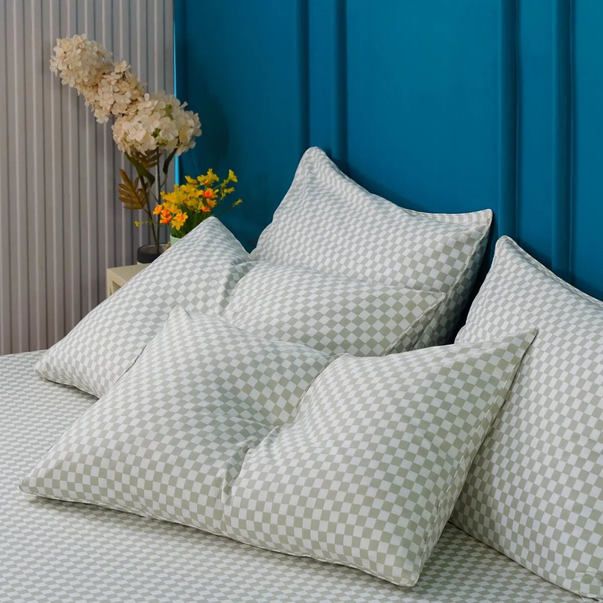 Ackly Bamboo - Sage Green Checkerboard Pillowcases Pair SHEET STORY