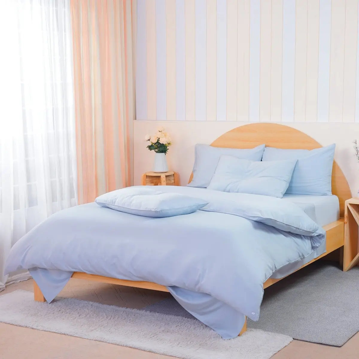 Ackly Bamboo Sky Blue Duvet Cover Set SHEET STORY
