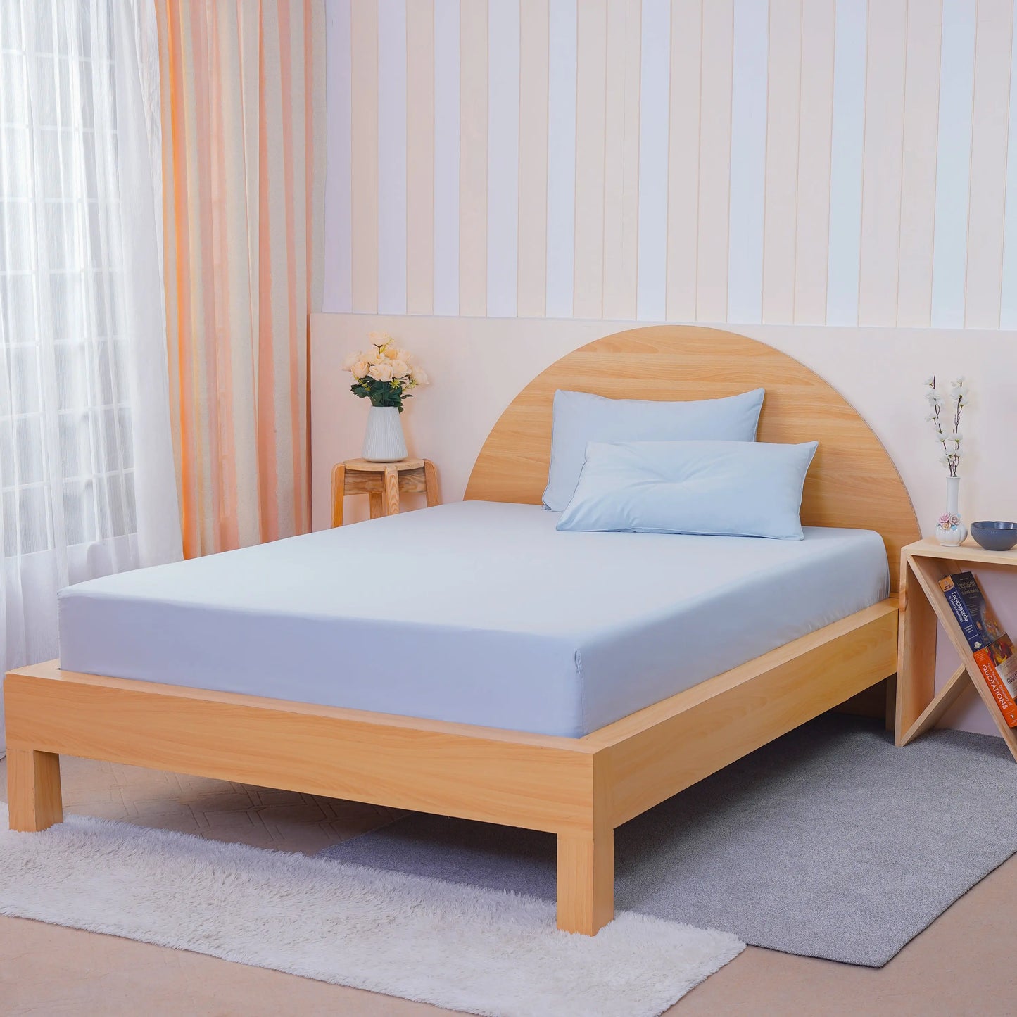 Ackly Bamboo - Sky Blue Fitted Sheet SHEET STORY