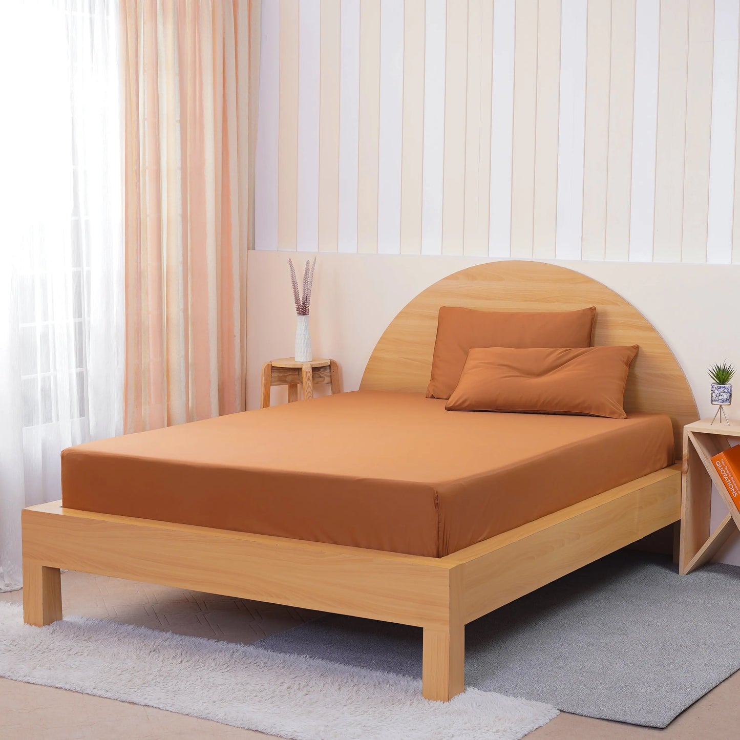 Ackly Bamboo - Terracotta Orange Fitted Sheet SHEET STORY