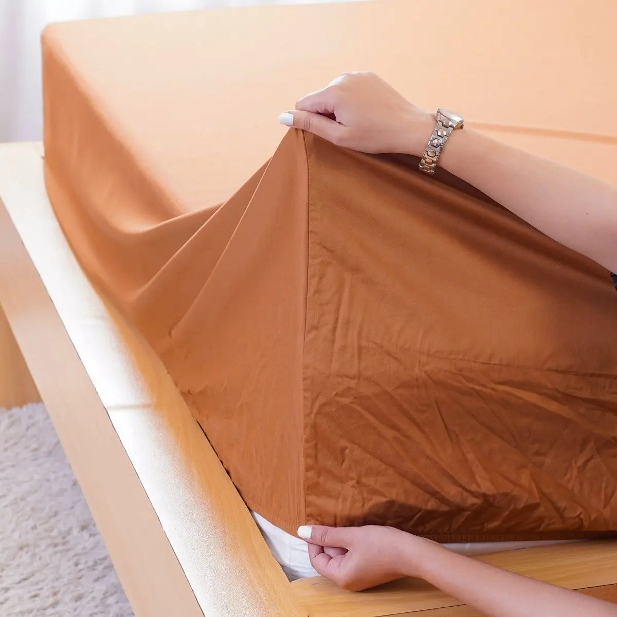 Ackly Bamboo - Terracotta Orange Fitted Sheet SHEET STORY