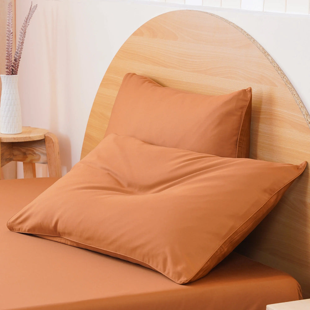 Ackly Bamboo - Terracotta Orange Pillowcases Pair SHEET STORY