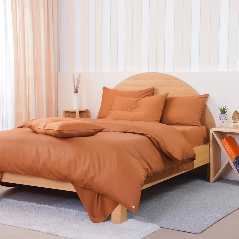 Ackly Bamboo - Terracotta Orange Pillowcases Pair SHEET STORY