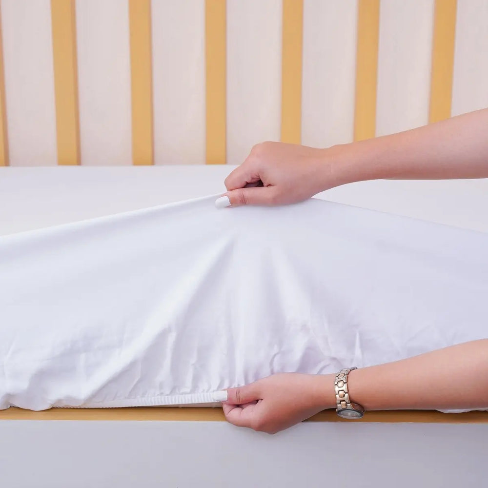 Ackly Bamboo - White Cot Bed Size Fitted Sheet SHEET STORY