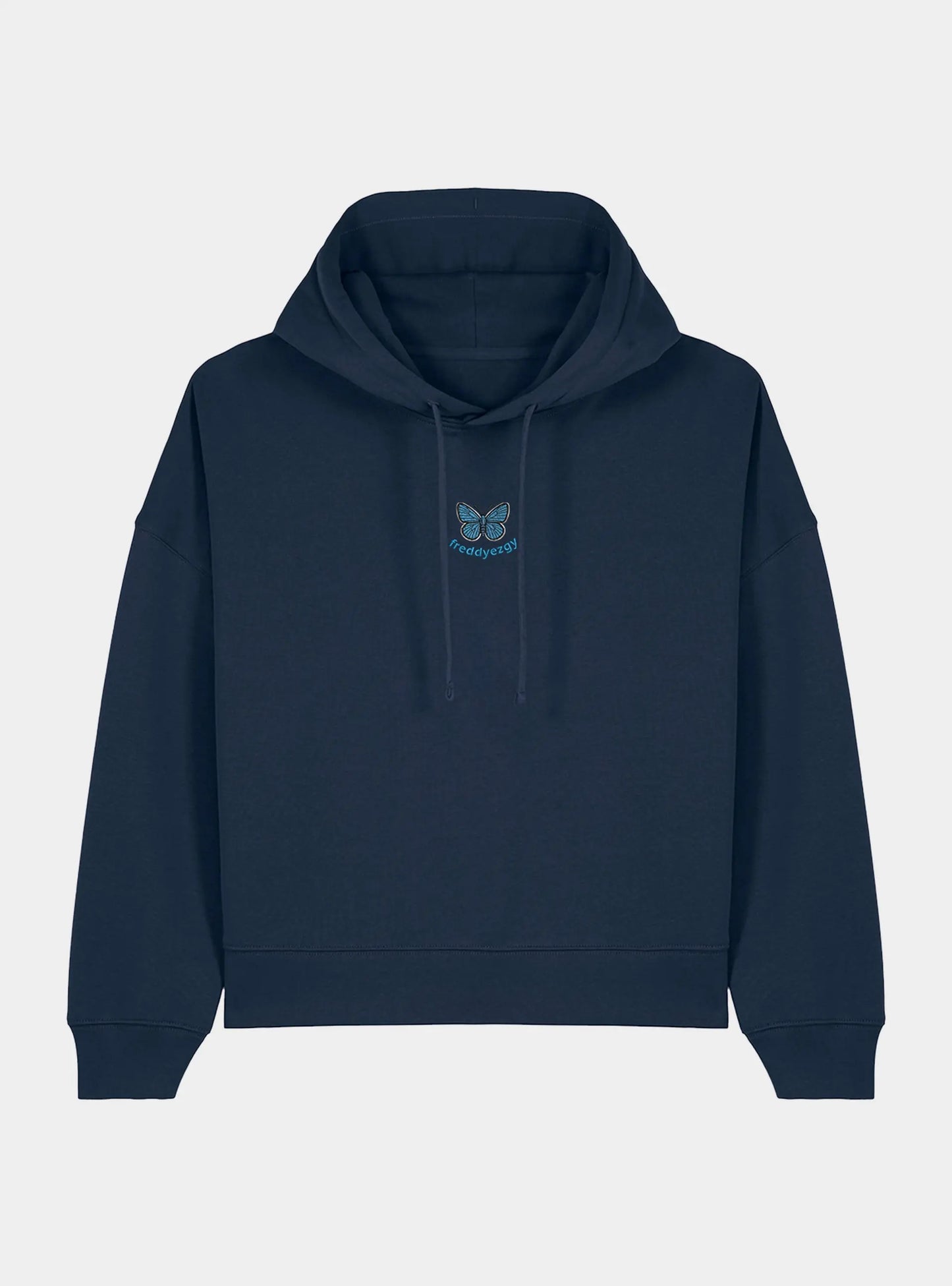 Adonis Blue Butterfly Cropped Hoodie - Butterfly - Unisex Relaxed Fit Freddyezgy