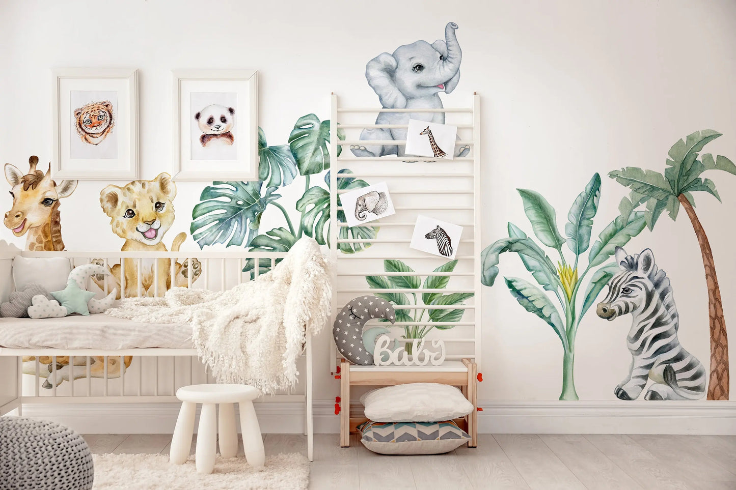 Adorable Safari Wall Decals - Removable Peel and Stick African Animals Stickers for Kids Room ClickWalls