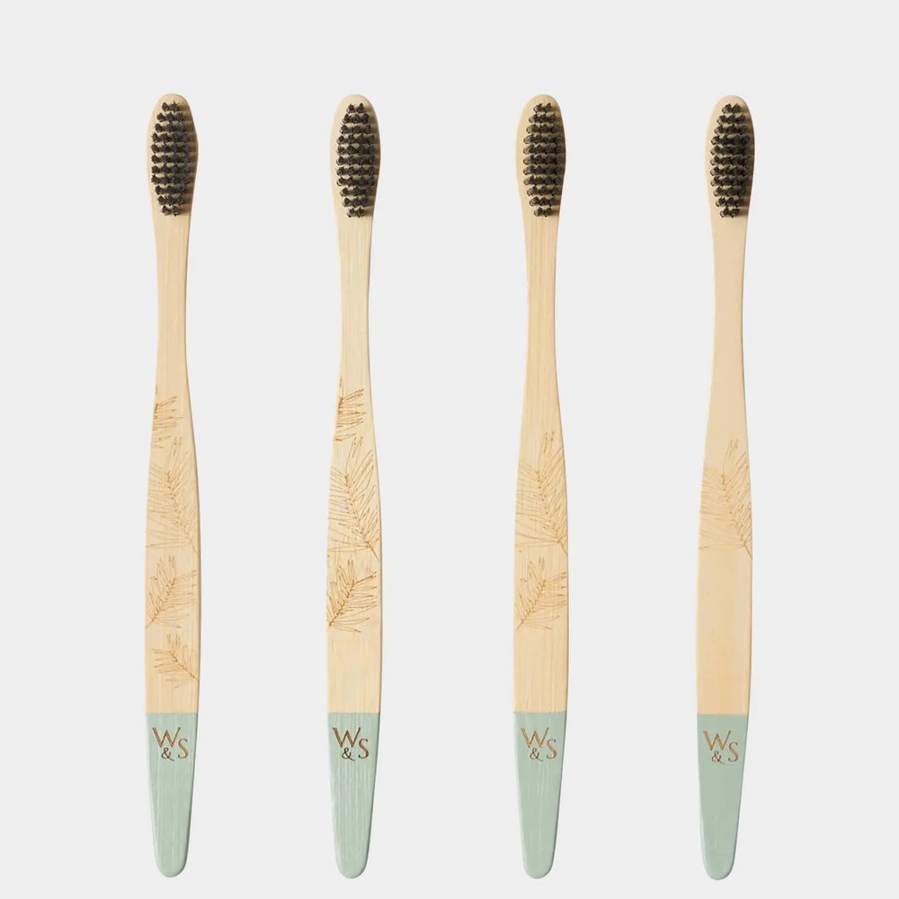 Adult Bamboo Toothbrush - 4 Pack - Medium Bristles Wild And Stone
