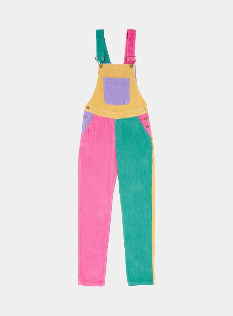 Adult Bright Patchwork Corduroy Dungarees Dotty Dungarees