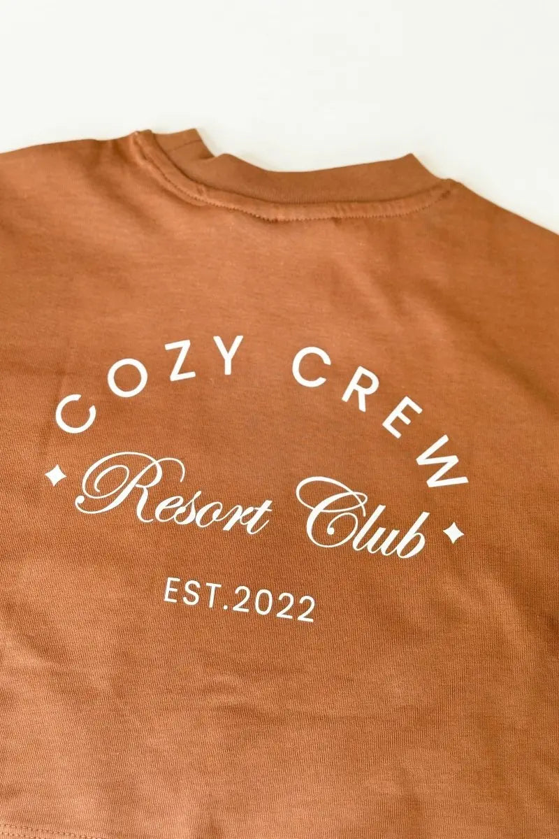 Adult Cozy Crew Resort Club Tee - Toffee Cozy Crew Club