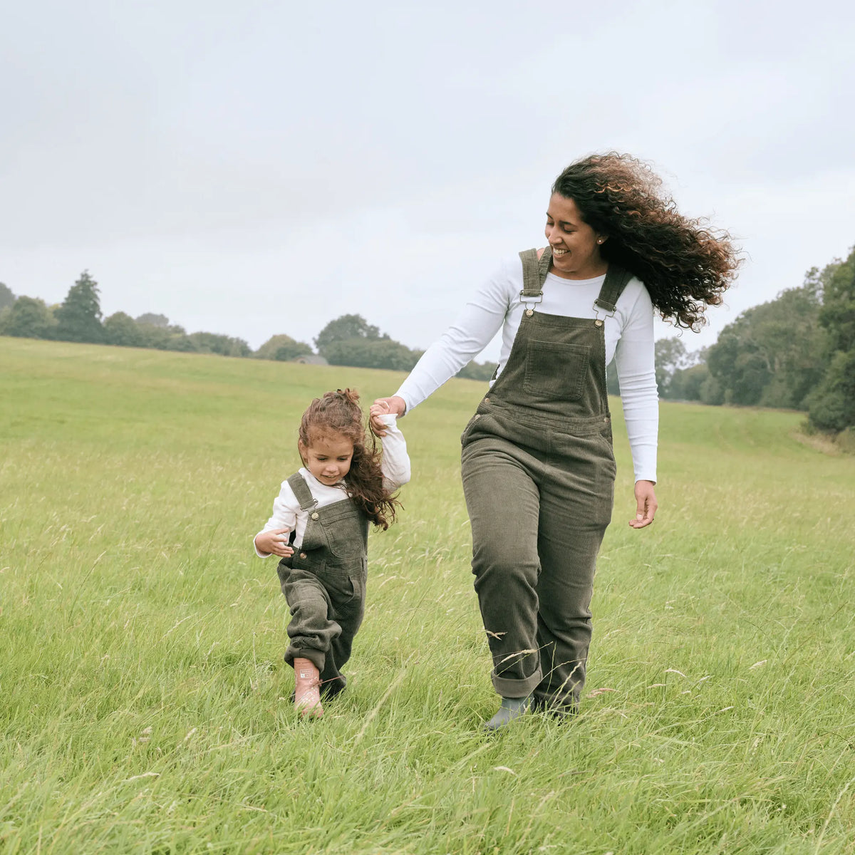 Adult Khaki Chunky Cord Dungarees Dotty Dungarees