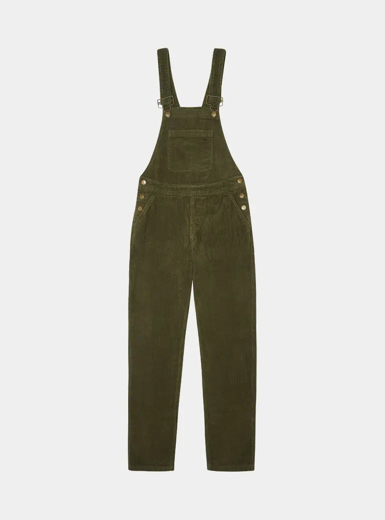 Adult Khaki Chunky Cord Dungarees Dotty Dungarees