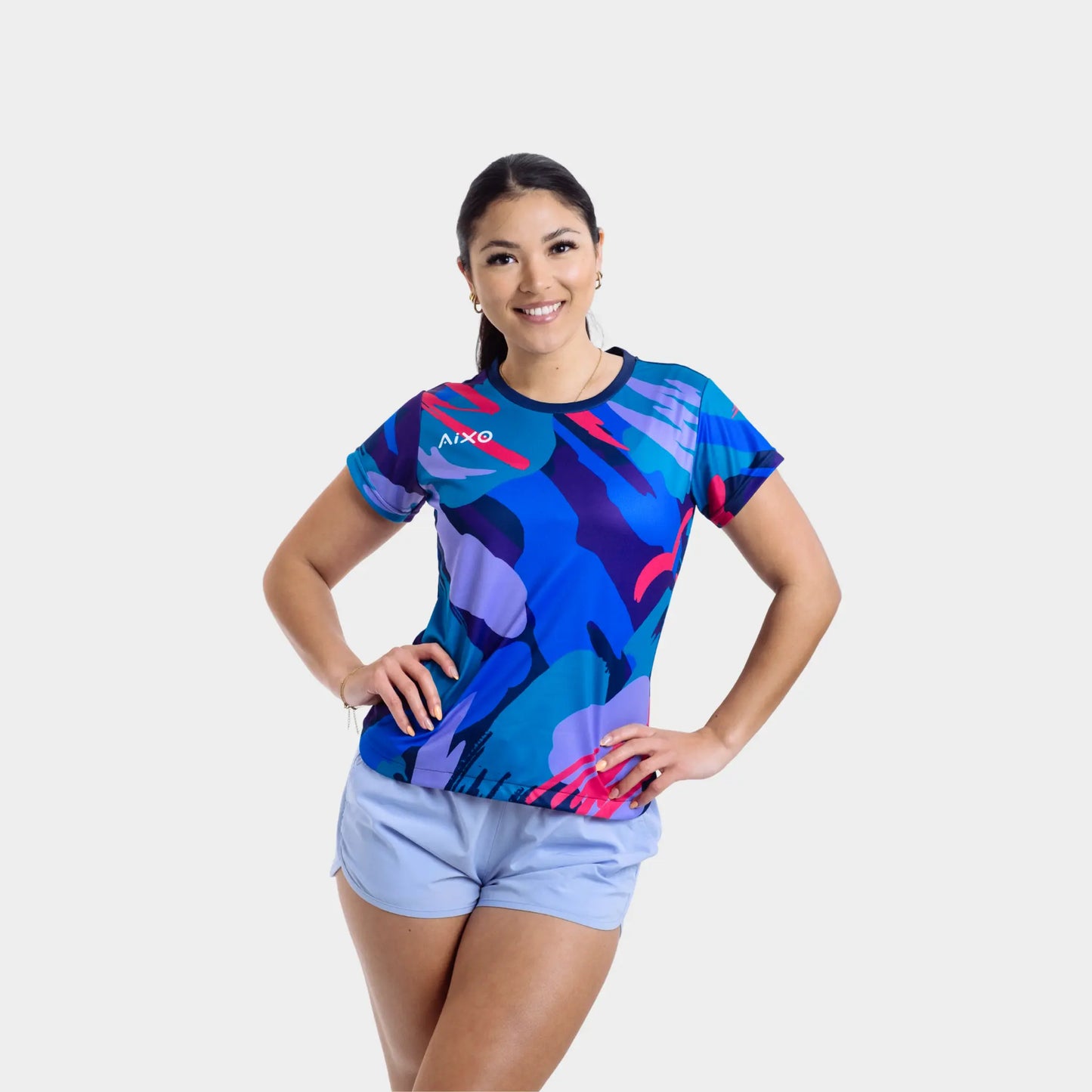 Aixo Abstract T-Shirt Womens (Multicolour Dark) Central Sports UK