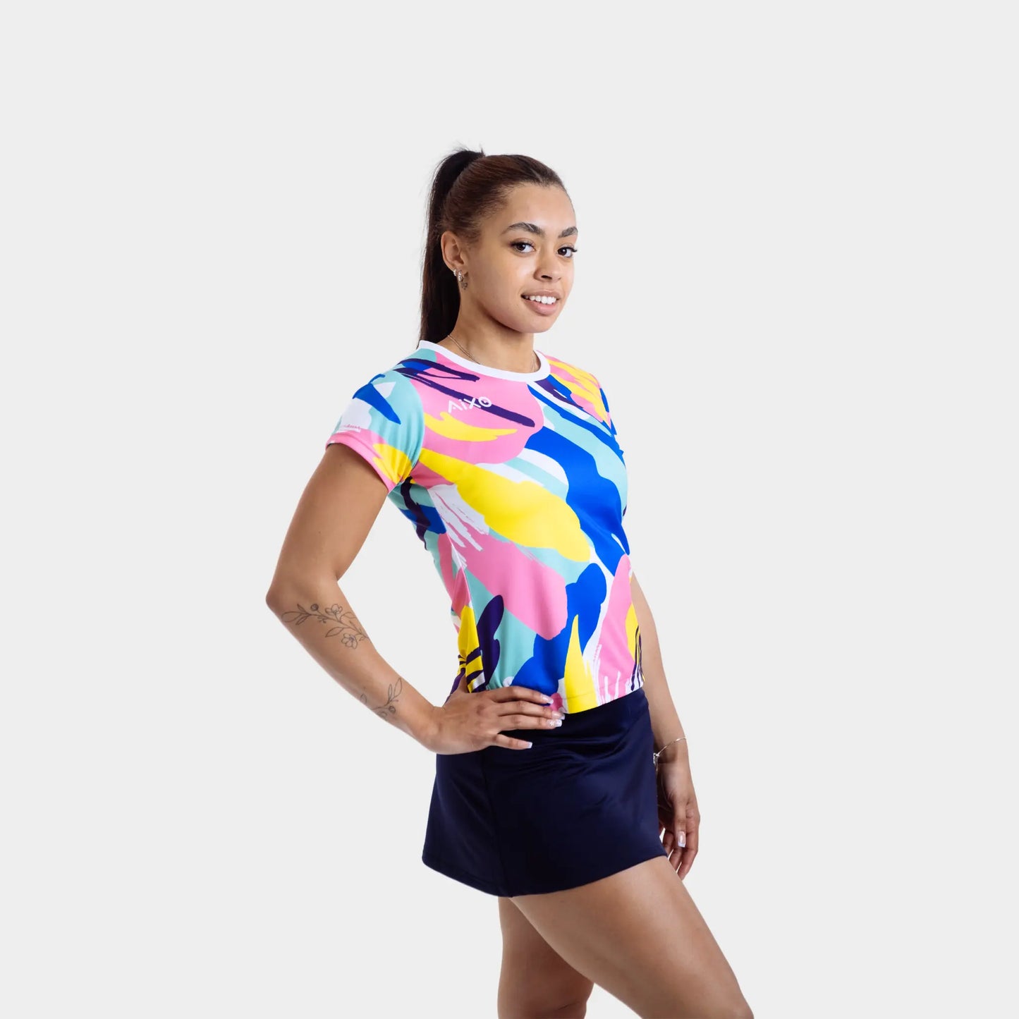 Aixo Abstract T-Shirt Womens (Multicolour) Central Sports UK