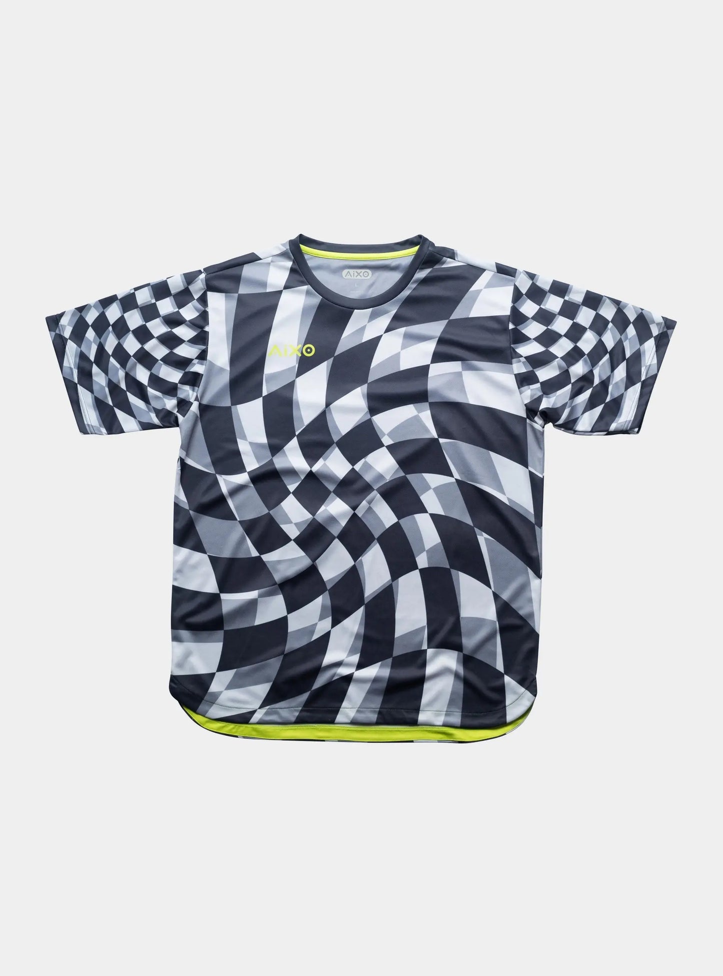 Aixo Checker Mens T Shirt Grey Check Central Sports UK