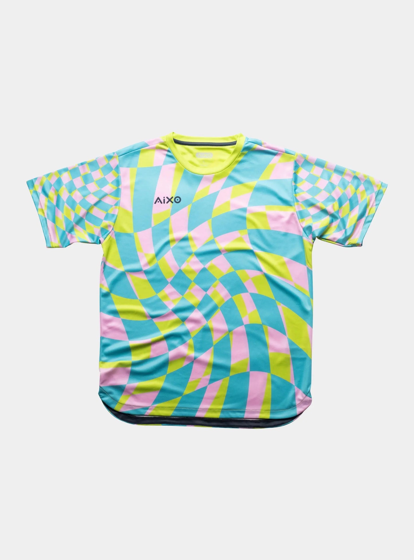 Aixo Checker Mens T Shirt Lime Check Central Sports UK