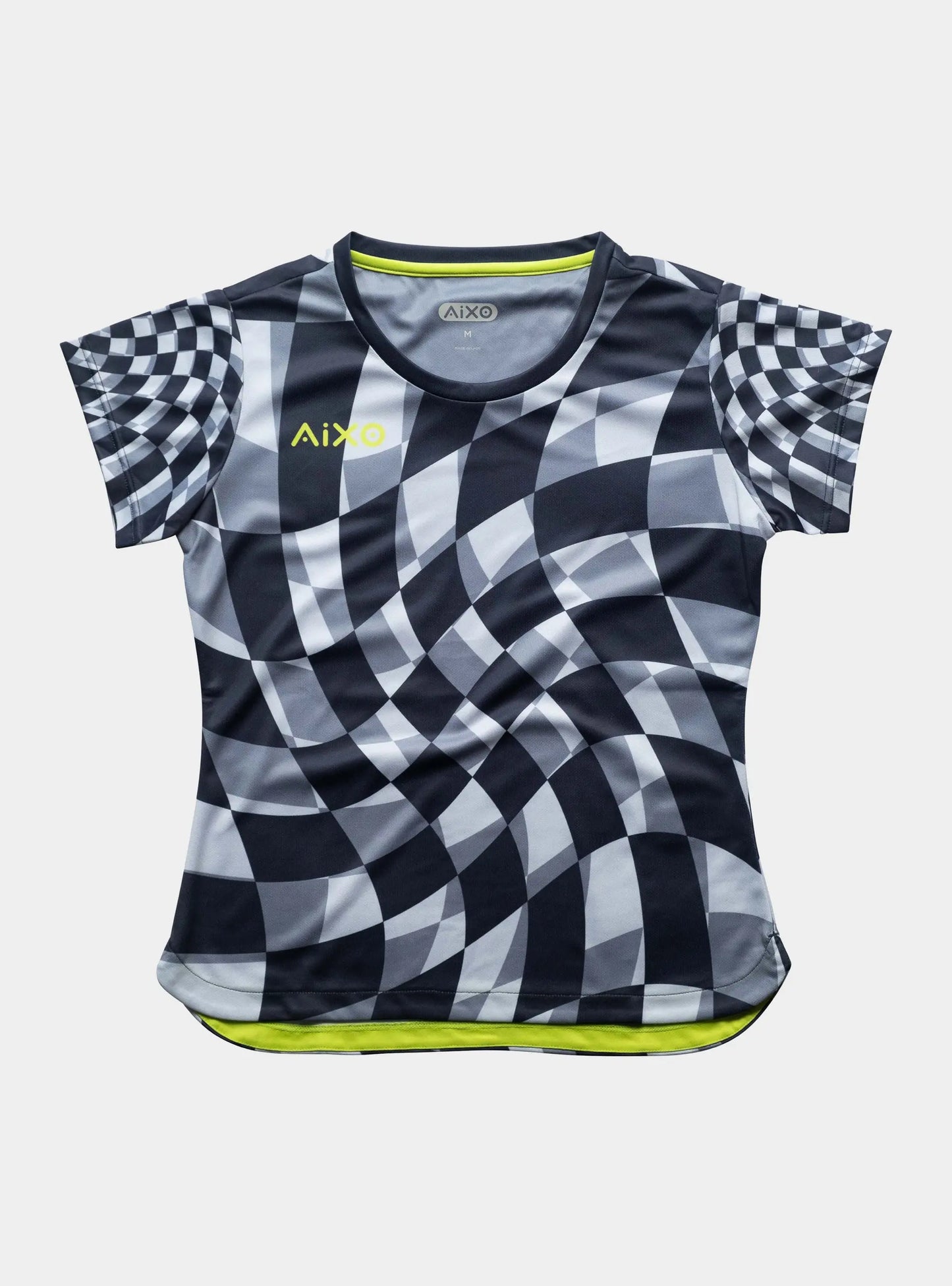 Aixo Checker Womens T Shirt Grey Check Central Sports UK