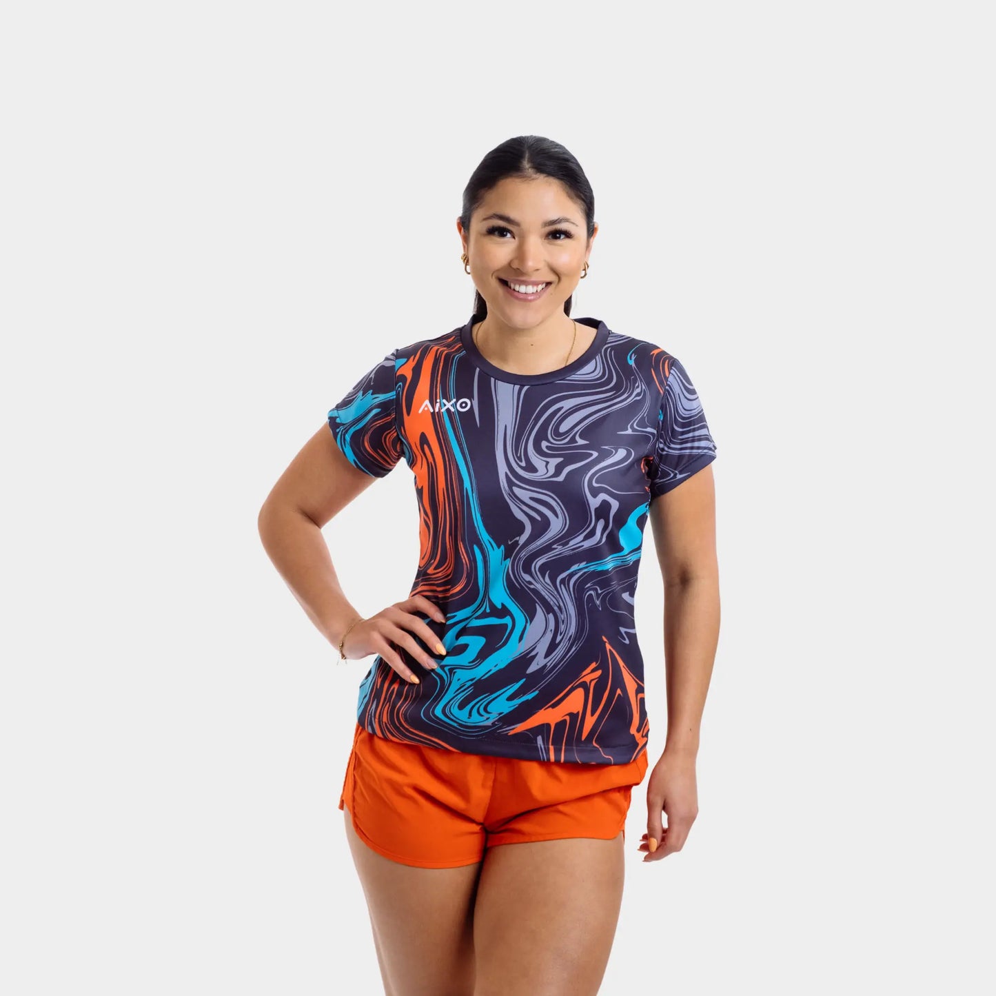 Aixo Chrome Womens T Shirt Graphite Central Sports UK