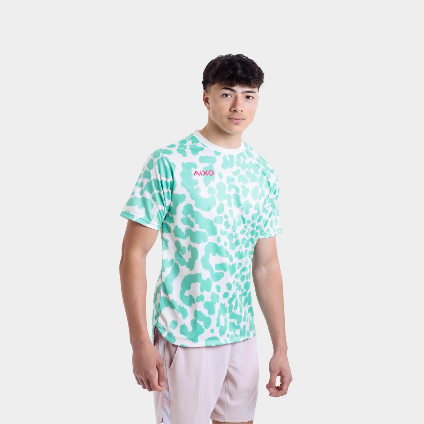Aixo Leopard Mens T Shirt Ivory Central Sports UK