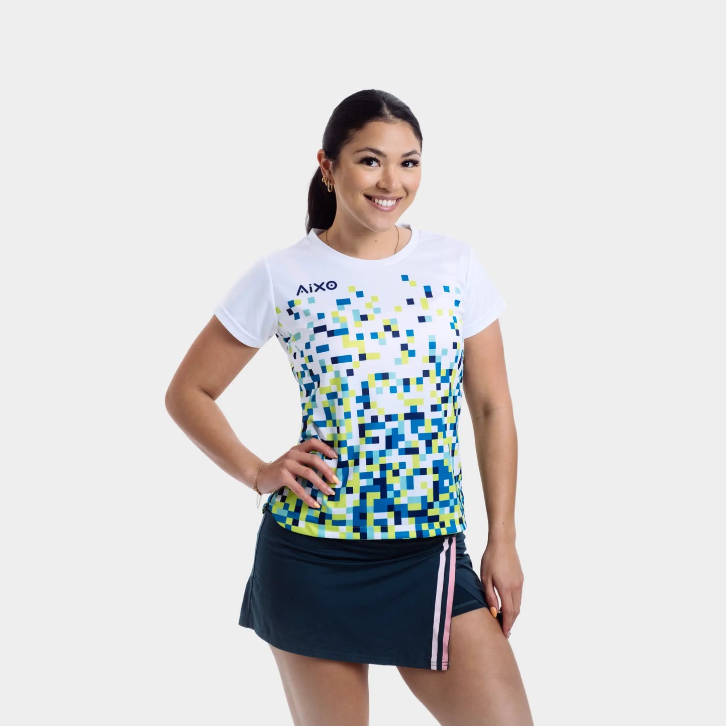 Aixo Pixel T Shirt Women (White) Central Sports UK