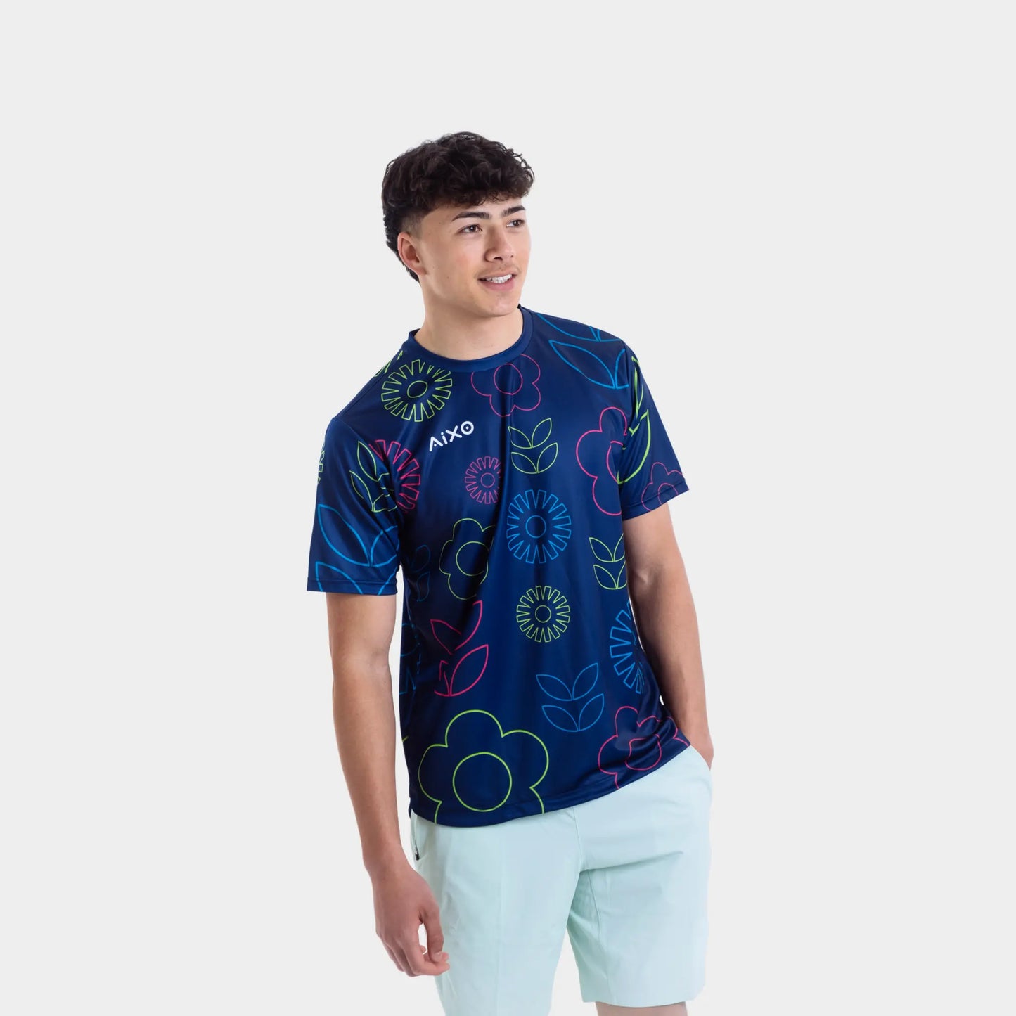 Aixo Spring Mens T Shirt Navy Central Sports UK