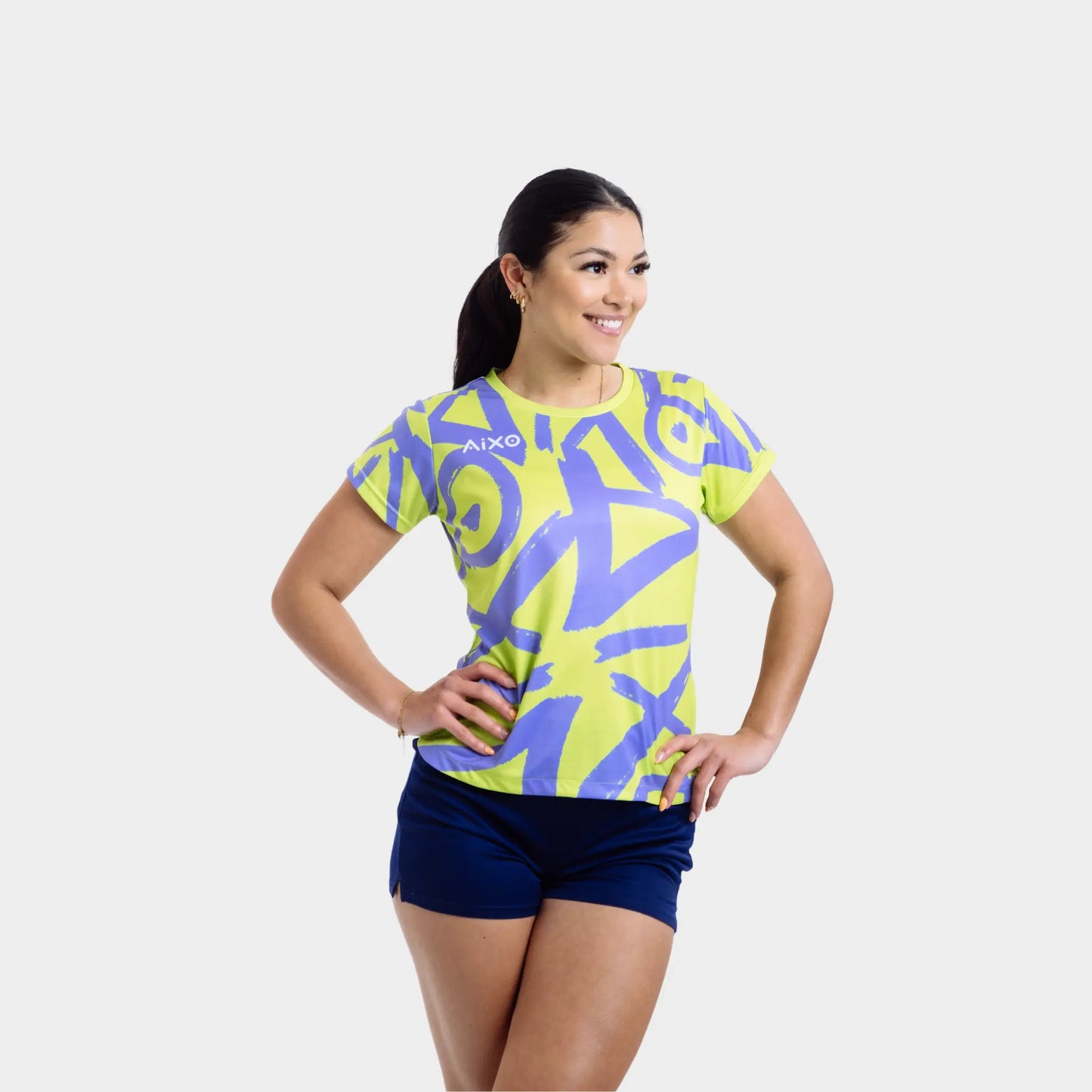 Aixo Tagged Womens T Shirt Lime Central Sports UK