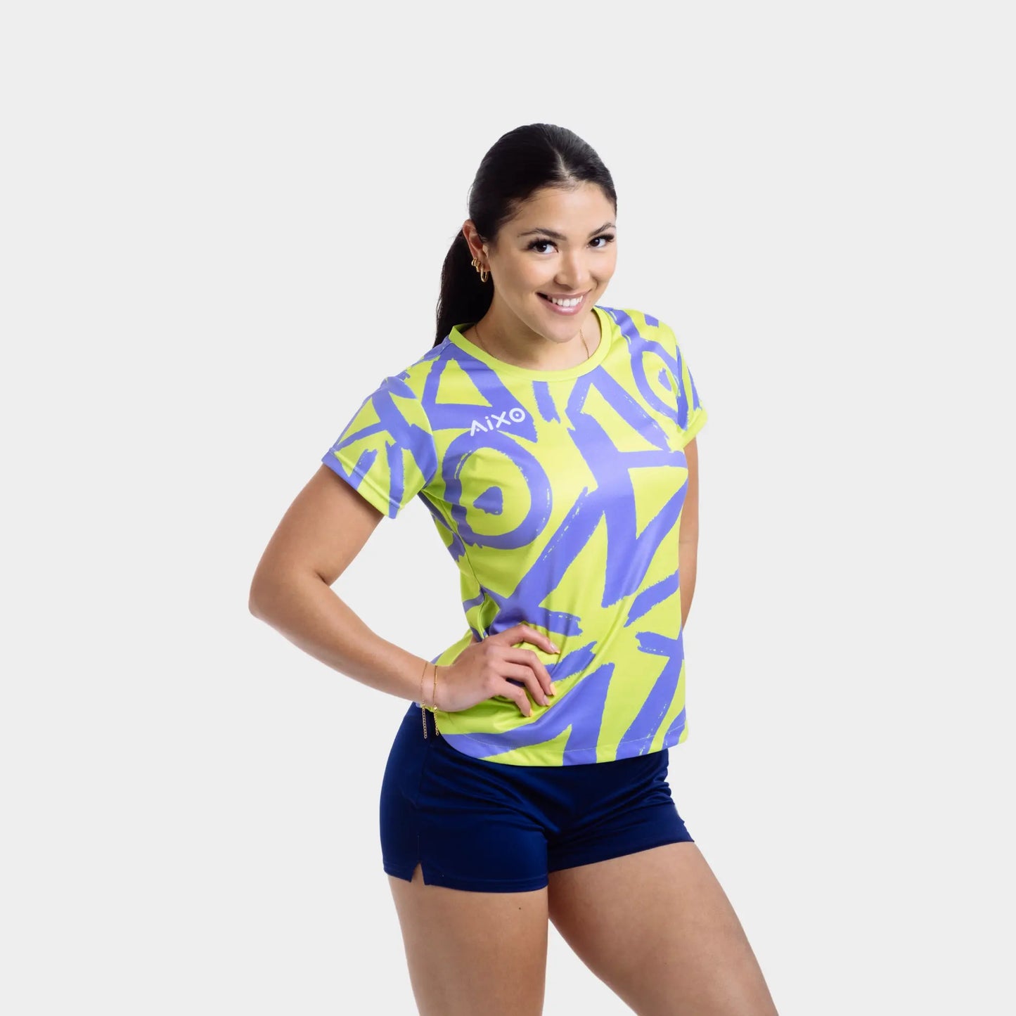 Aixo Tagged Womens T Shirt Teal Central Sports UK