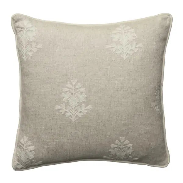 Alba Ivory, Sustainable Feather, Cushion Linen & Linen Blend Embroidered & Floral Andrew Martin