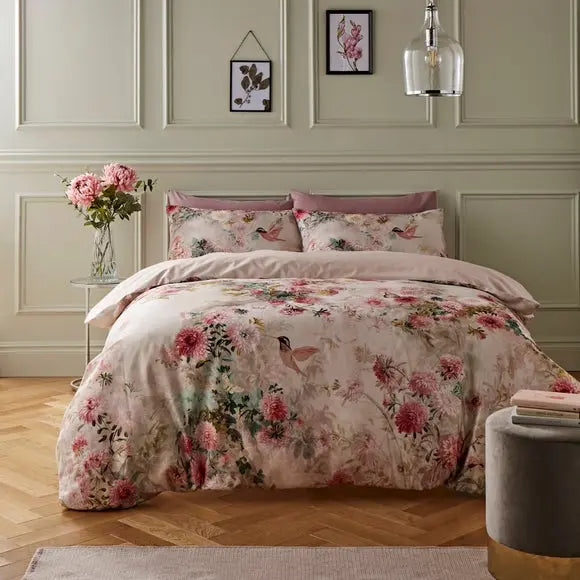 Aldridge Dramatic Floral Cotton Sateen Duvet Cover and Pillowcase Set Dunelm
